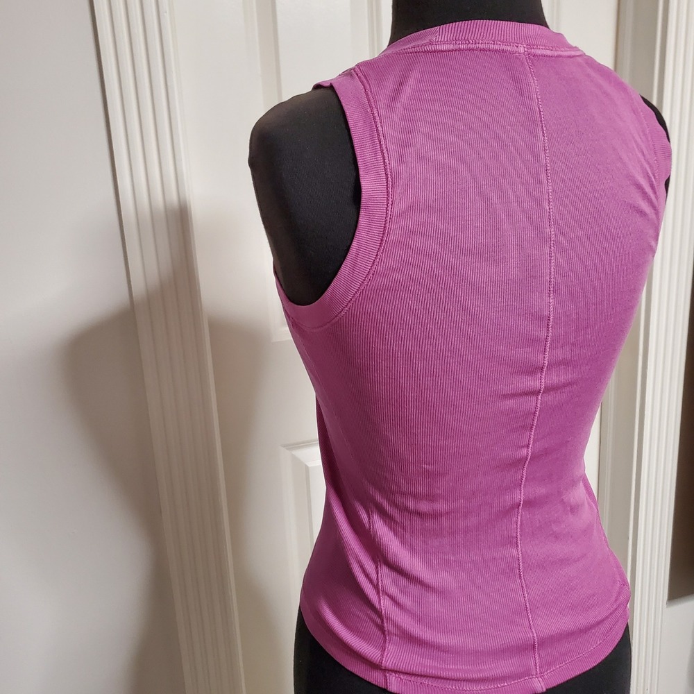 Intimately Free People Purple Ribbed Scoop U-Neck Tank Top Back Seam Womens S/P - Picture 8 of 12